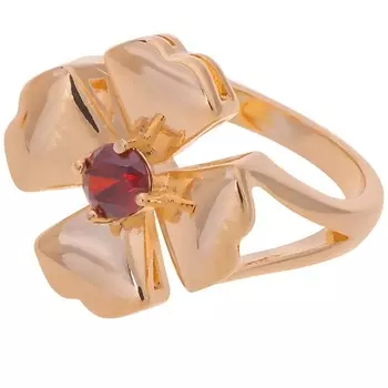 LJ Кольцо с гранатом "Клевер 4 листа"