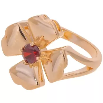 LJ Кольцо с гранатом "Клевер 4 листа"