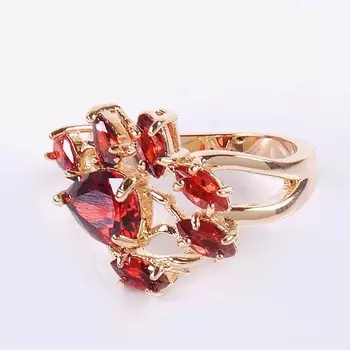 LJ Кольцо с гранатом "Королевский сад"