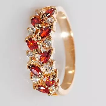 LJ Кольцо с гранатом "Косичка"