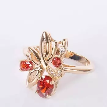 LJ Кольцо с гранатом "Лесная мелодия"