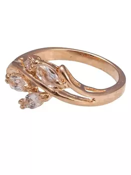 LJ Кольцо с хрусталем "3 рис и циркон"