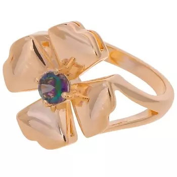 LJ Кольцо с мистик фианитом "Клевер 4 листа"