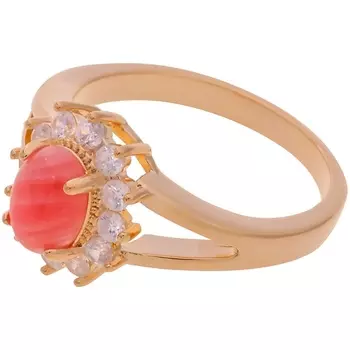 LJ Кольцо с родохрозитом "Малый овал в цирконах"