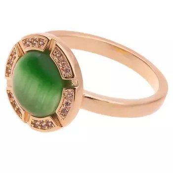 LJ Кольцо с зеленым кошачьим глазом "Луна"