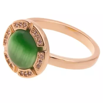 LJ Кольцо с зеленым кошачьим глазом "Луна"