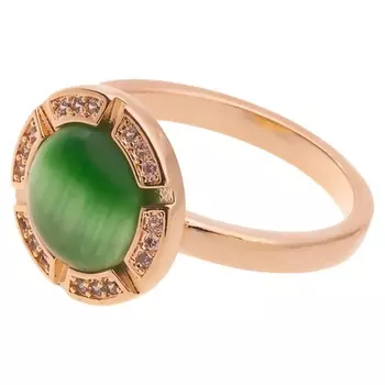 LJ Кольцо с зеленым кошачьим глазом "Луна"