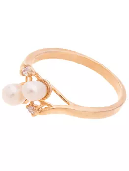 LJ Кольцо с жемчугом "2 жемчужины 2 циркона"