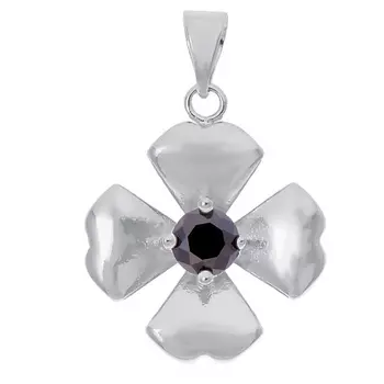 LJ Кулон с черным фианитом "Клевер 4 листа"