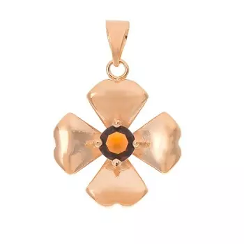 LJ Кулон с дымчатым фианитом "Клевер 4 листа"