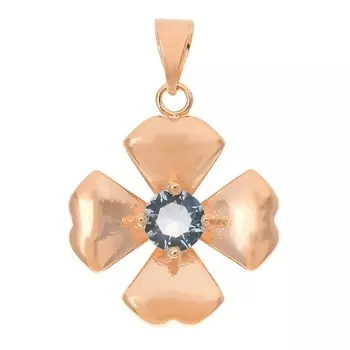 LJ Кулон с голубым фианитом "Клевер 4 листа"