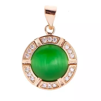 LJ Кулон с зеленым кошачьим глазом "Луна"