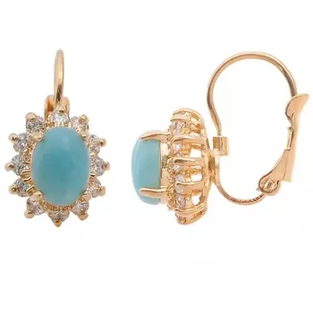 LJ Серьги с амазонитом "Малый овал в цирконах"