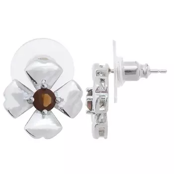 LJ Серьги с дымчатым фианитом "Клевер 4 листа"