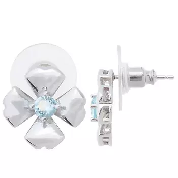 LJ Серьги с голубым фианитом "Клевер 4 листа"