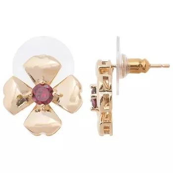 LJ Серьги с гранатом "Клевер 4 листа"