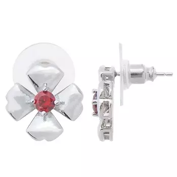 LJ Серьги с гранатом "Клевер 4 листа"