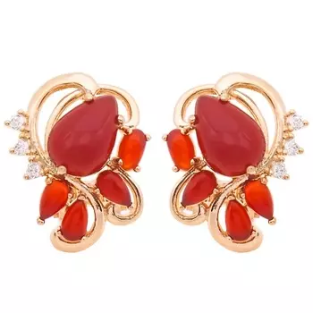 LJ Серьги с красным агатом "Азалия"