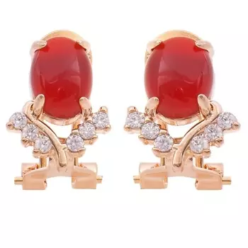 LJ Серьги с красным агатом "Чайка"