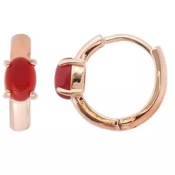 LJ Серьги с красным агатом "Колечки кабошон"