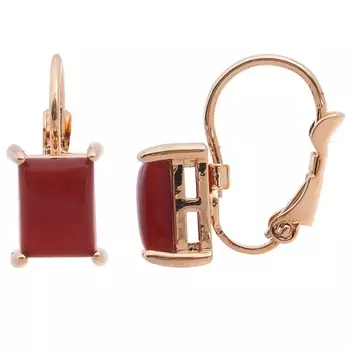 LJ Серьги с красным агатом "Квадрат"