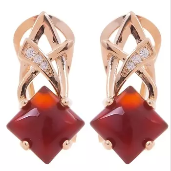 LJ Серьги с красным агатом "Нимфа", серебро