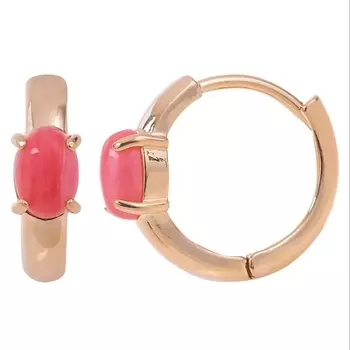 LJ Серьги с родохрозитом "Колечки кабошон"