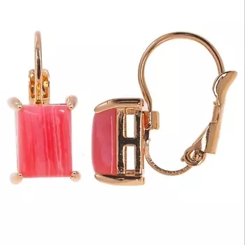 LJ Серьги с родохрозитом "Квадрат"