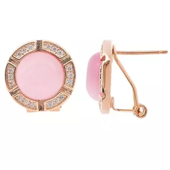 LJ Серьги с розовым кошачьим глазом "Луна"