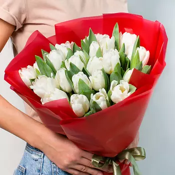 ЛЭТУАЛЬ FLOWERS Букет из белых тюльпанов 25 шт.
