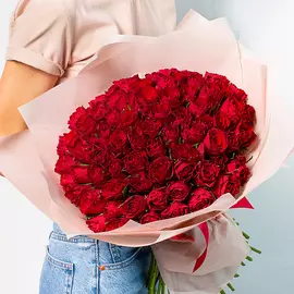 ЛЭТУАЛЬ FLOWERS Букет из красных роз Кения 101 шт.( 35 см)