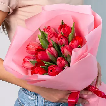 ЛЭТУАЛЬ FLOWERS Букет из красных тюльпанов 15 шт.