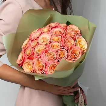 ЛЭТУАЛЬ FLOWERS Букет из персиковых роз 21 шт.(40 см)