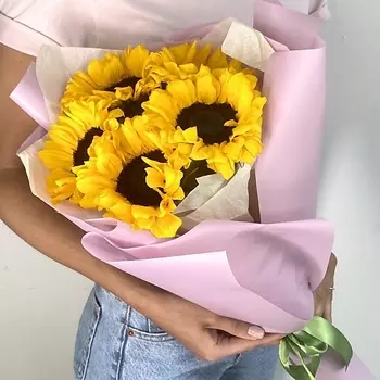 ЛЭТУАЛЬ FLOWERS Букет из подсолнухов 5 шт.