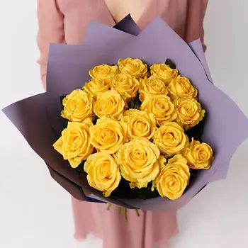 ЛЭТУАЛЬ FLOWERS Букет из ярких желтых роз 19 шт.