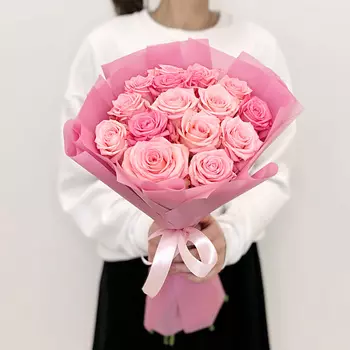 ЛЭТУАЛЬ FLOWERS Букет из розовых роз 15 шт