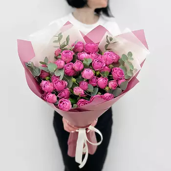 ЛЭТУАЛЬ FLOWERS Букет из розовых роз 19 шт / Букет роз/ Красивый букет / Букет на день рождение