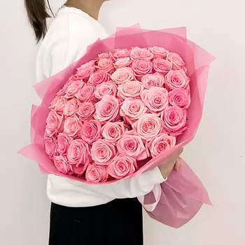 ЛЭТУАЛЬ FLOWERS Букет из розовых роз 45 шт
