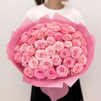 ЛЭТУАЛЬ FLOWERS Букет из розовых роз 51 шт