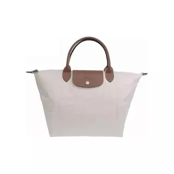 LONGCHAMP Сумка Le Pliage Canvas With Leather Canvas Bag Dumpling Bag Medium Size Women's Beige