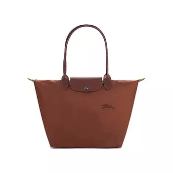 LONGCHAMP Сумка Le Pliage Green Canvas With Leather Canvas Bag Large Size Women's Brown