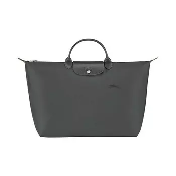 LONGCHAMP Сумка Le Pliage Green Canvas With Leather Trim Canvas Bag Large Size Women's Graphite Gray