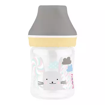 LUBBY Бутылочка для кормления с молочной соской с клапаном, широким горлом, с рождения