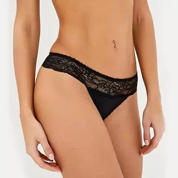 LUCE DEL SOLE Трусы стринги низкой посадки из эластичной микрофибры с кружевом
