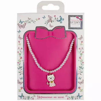 LUKKY Цепочка из жемчужных бусинок с подвеской Котик