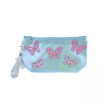 LUKKY Косметичка бирюзовая с накладными бабочками