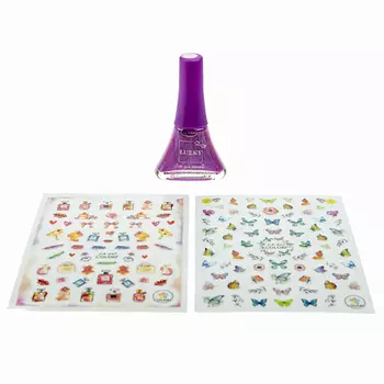 LUKKY Лак для ногтей темно-малиновый с наклейками