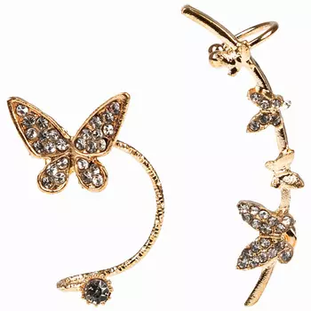 LUKKY Набор ассиметричных сережек-кафы Дуга Бабочки