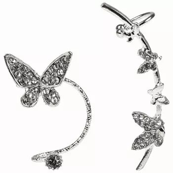 LUKKY Набор ассиметричных сережек-кафы Дуга Бабочки