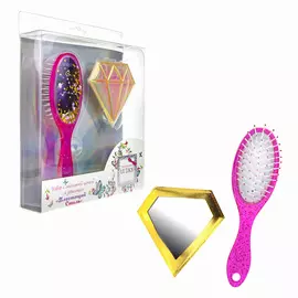 Lukky Набор: щетка массажная с блёстками и зеркало